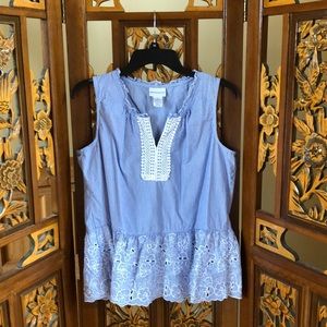 Liz Claiborne Striped Embroidered Peplum Top